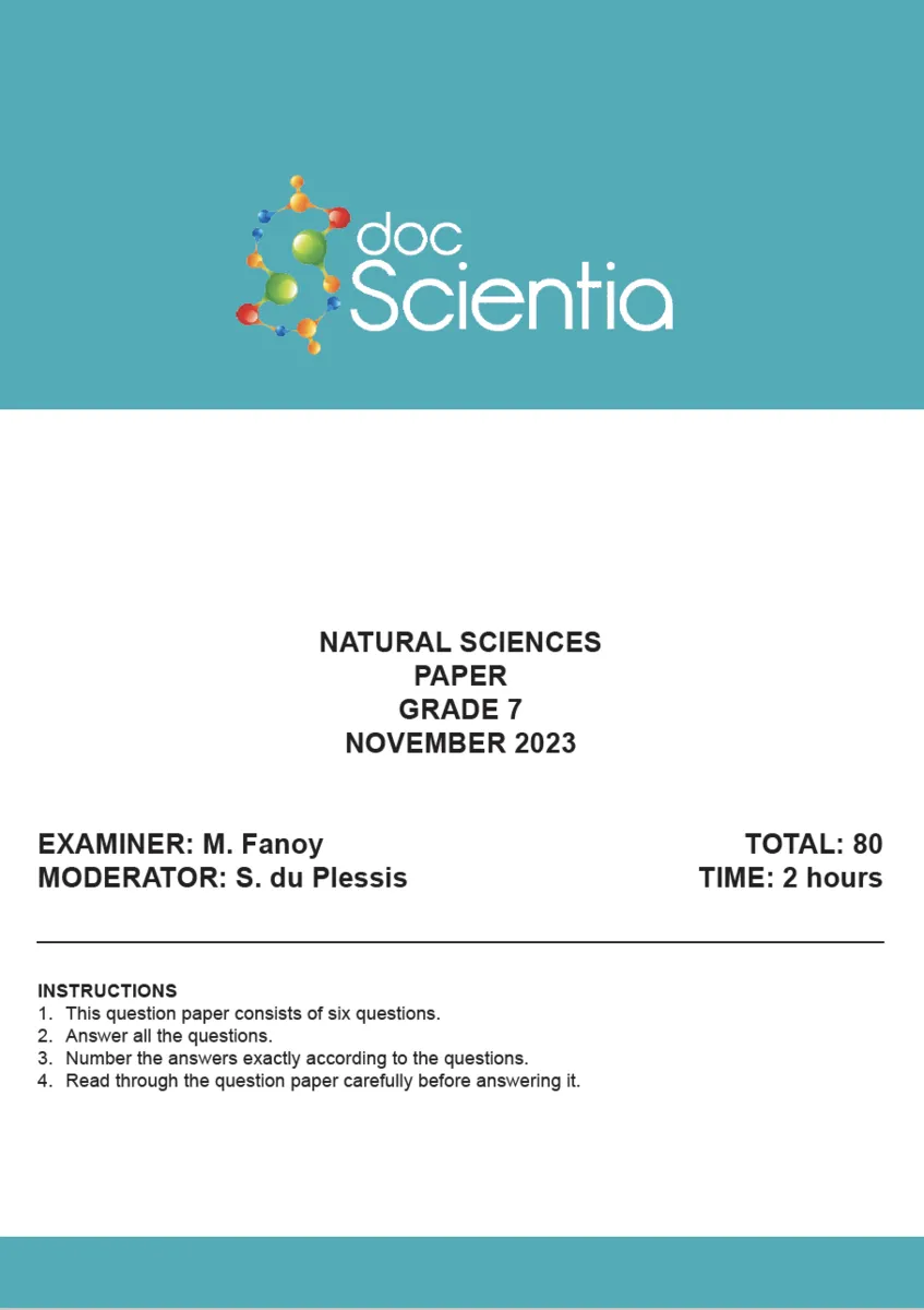 Gr. 7 Natural Sciences Paper Nov. 2023