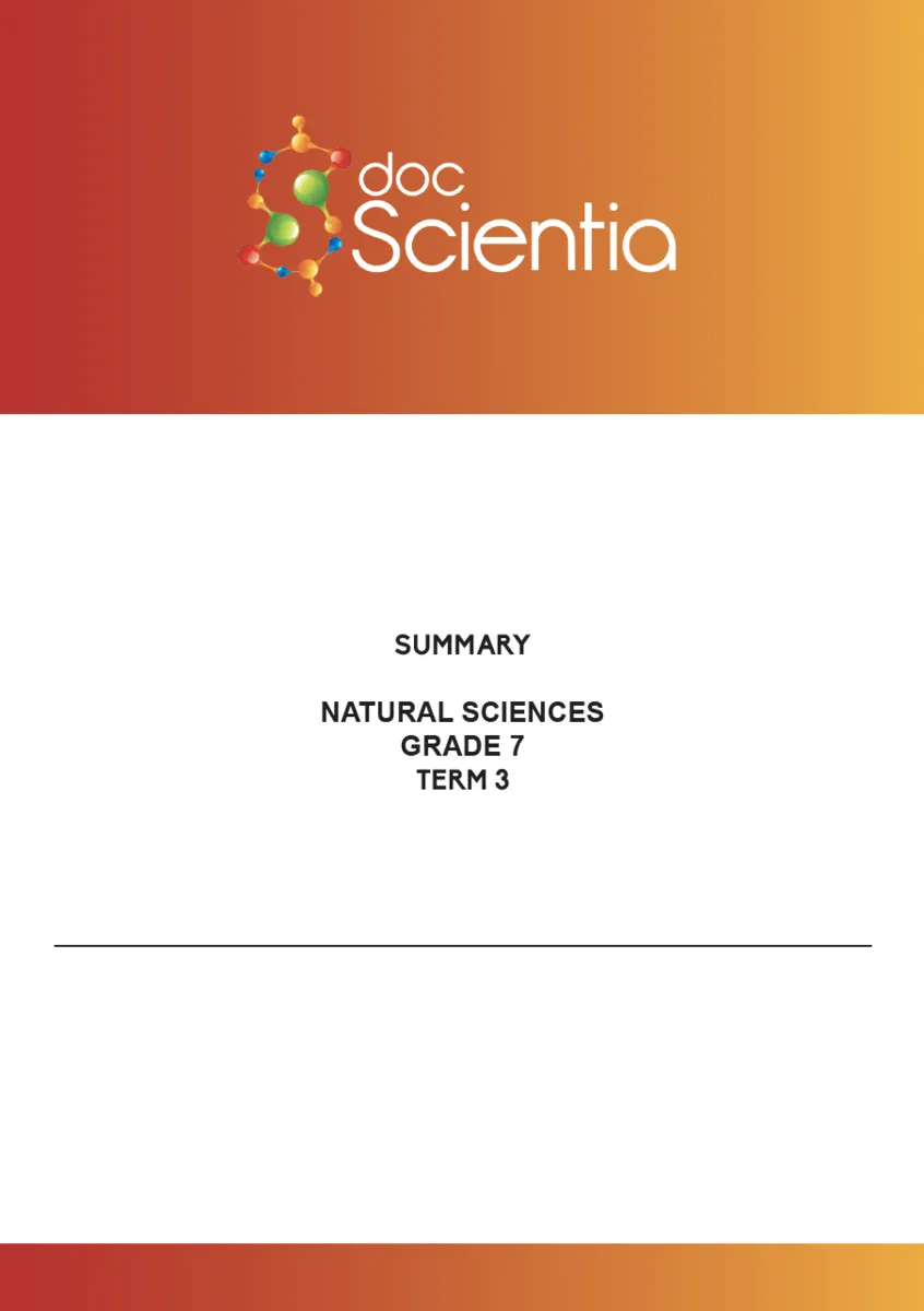 Gr. 7 Natural Sciences Summary Term 3