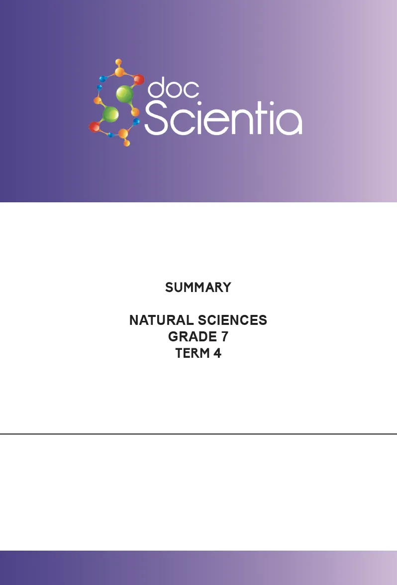 Gr. 7 Natural Sciences Summary Term 4
