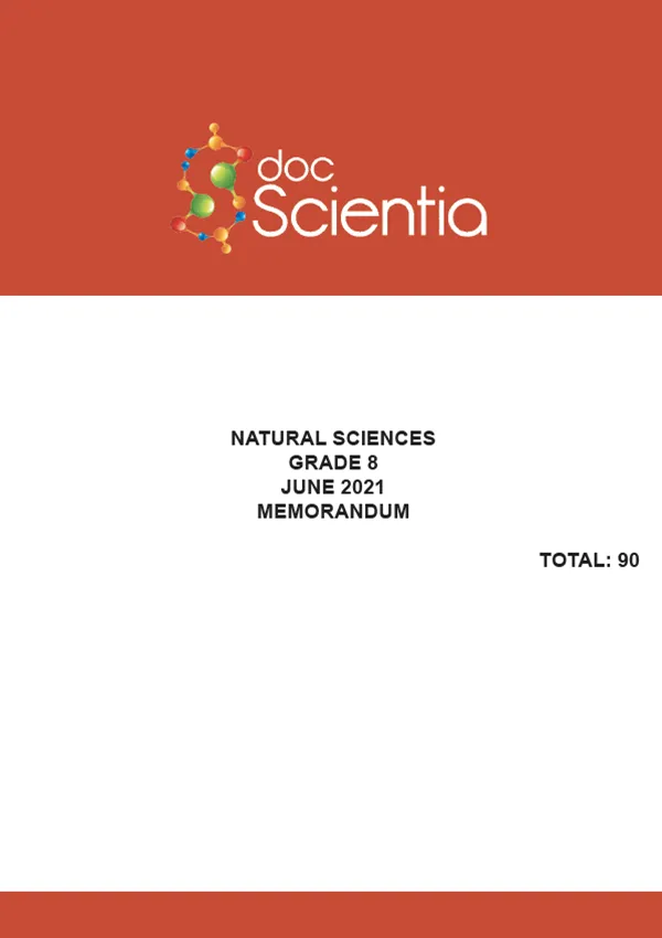 Gr. 8 Natural Sciences Paper June 2021 Memo