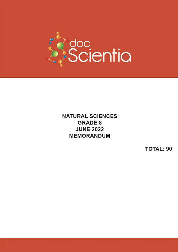 Gr. 8 Natural Sciences Paper June 2022 Memo