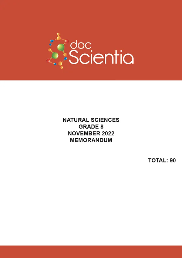 Gr. 8 Natural Sciences Paper Nov. 2022 Memo