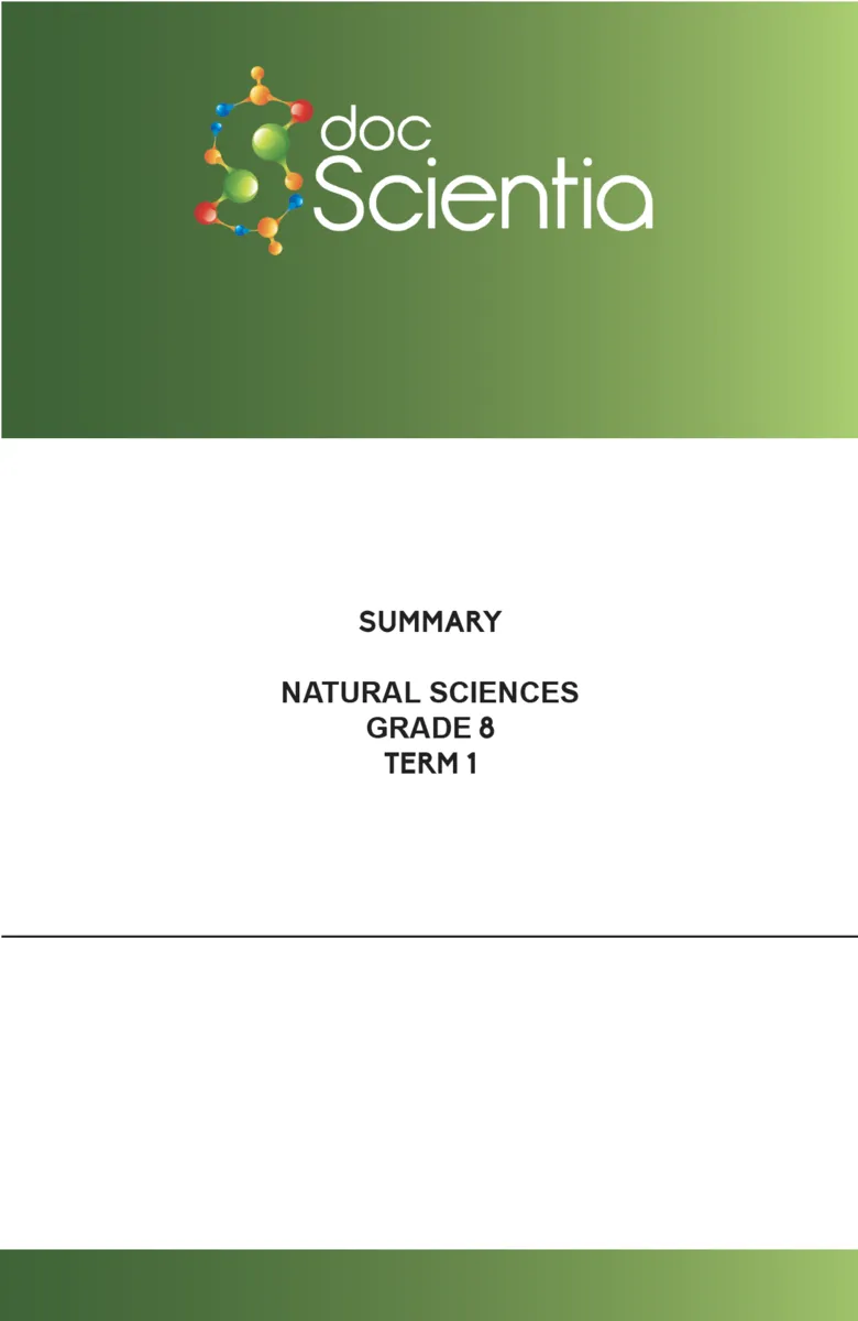 Gr. 8 Natural Sciences Summary Term 1