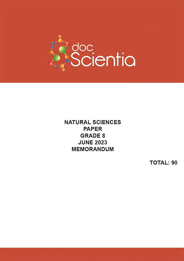 Gr. 8 Natural Sciences Paper June 2023 Memo