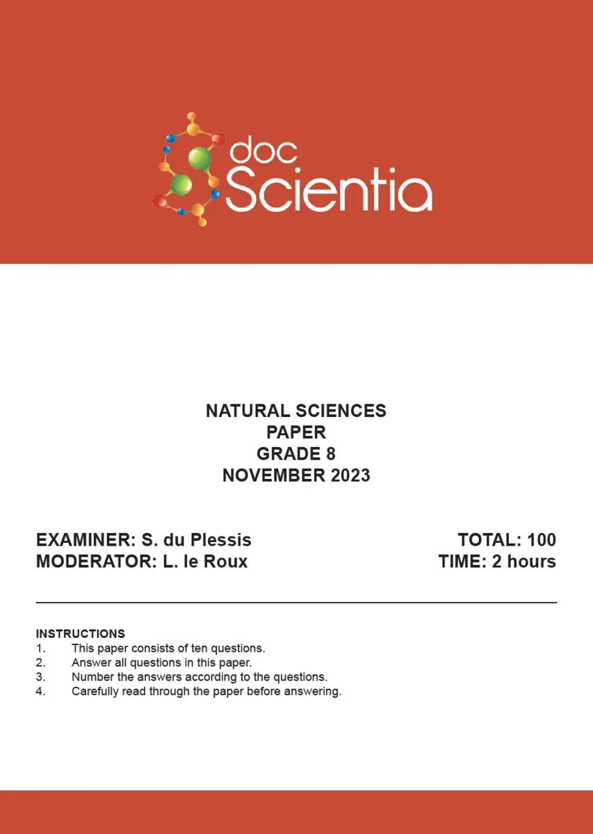 Gr. 8 Natural Sciences Paper Nov. 2023