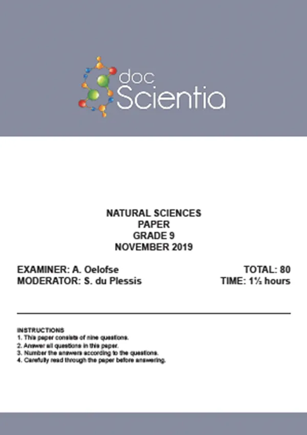 Gr.9 Natural Sciences Paper Nov 2019