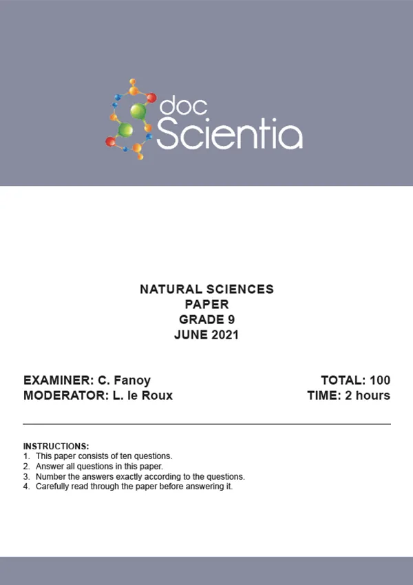 Gr. 9 Natural Sciences Paper June 2021