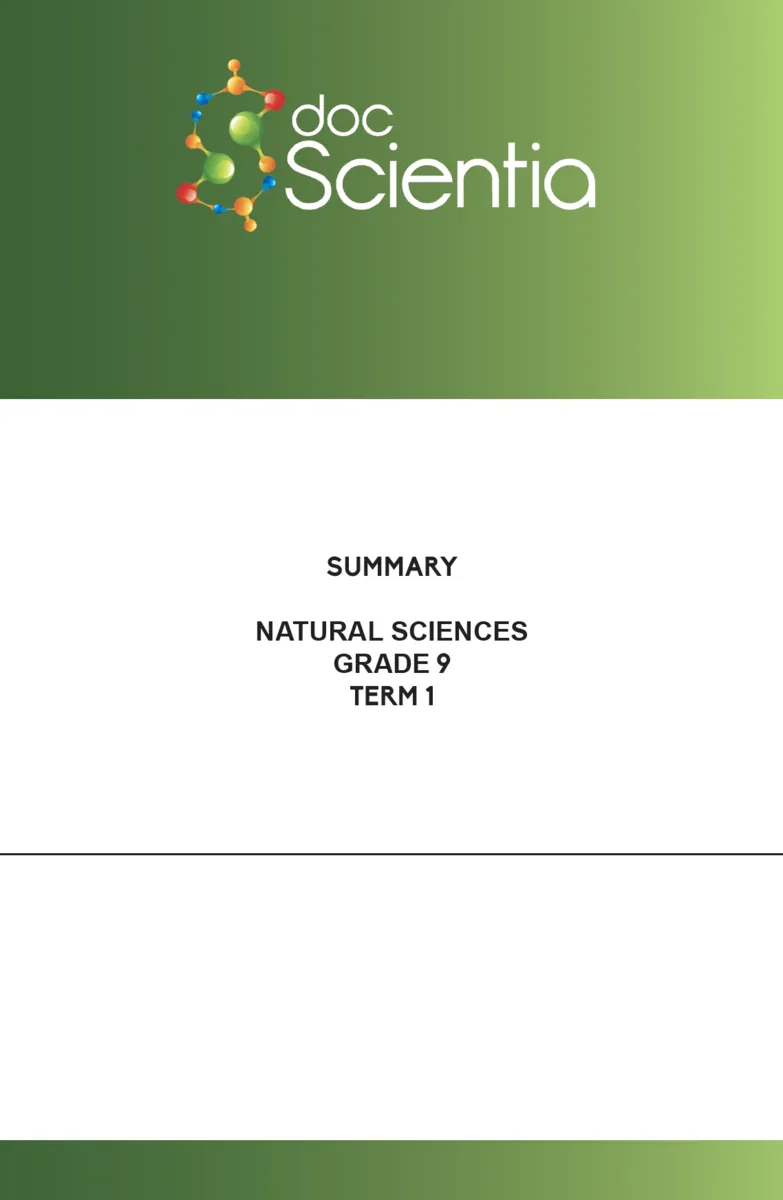 Gr. 9 Natural Sciences Summary Term 1