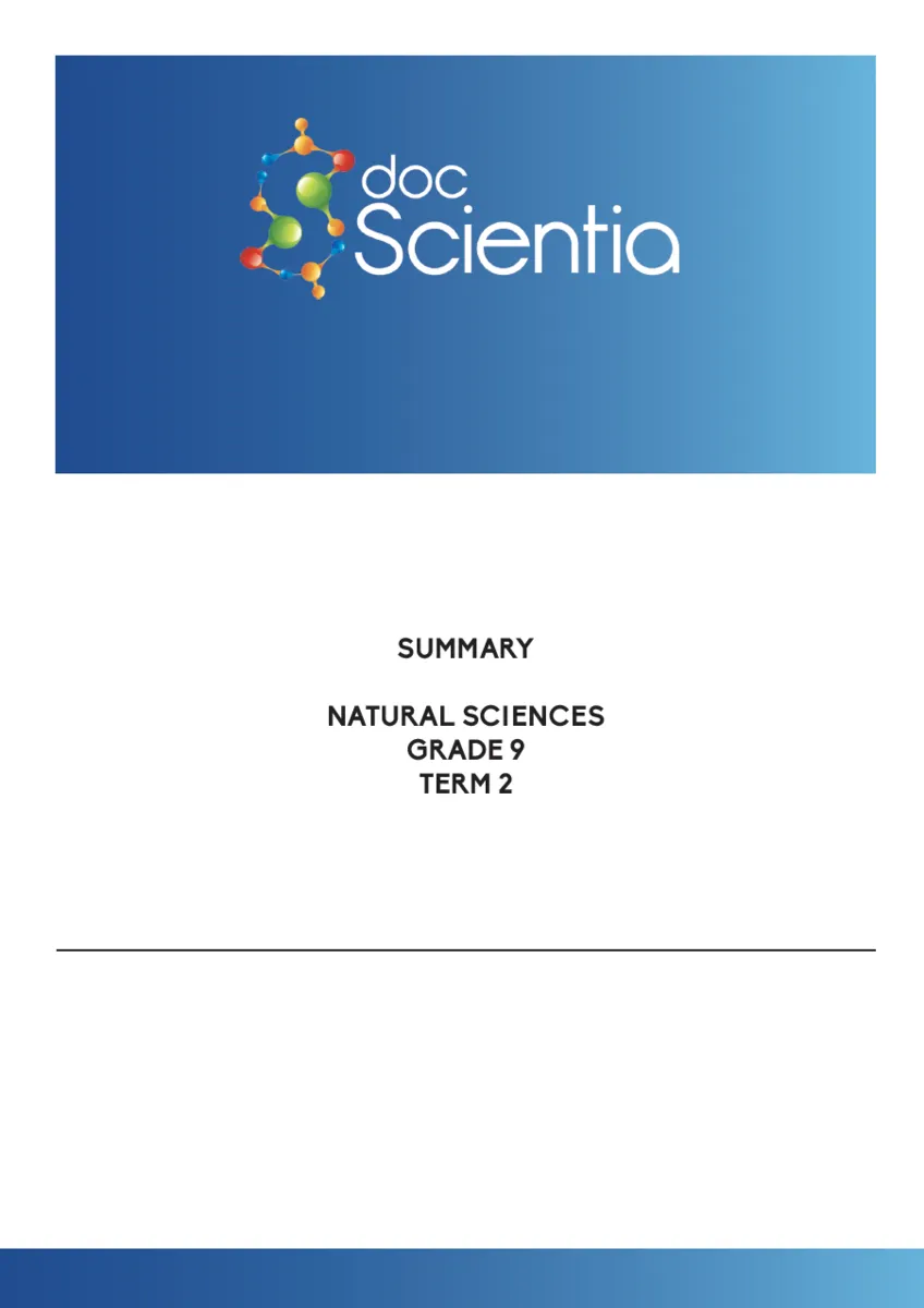 Gr. 9 Natural Sciences Summary Term 2