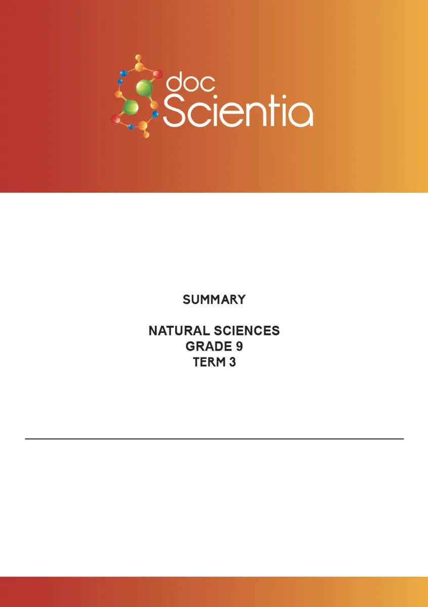 Gr. 9 Natural Sciences Summary Term 3