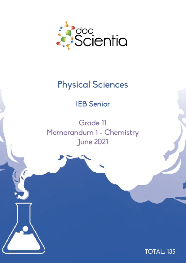 Gr. 11 IEB Chemistry June 2021 Memo