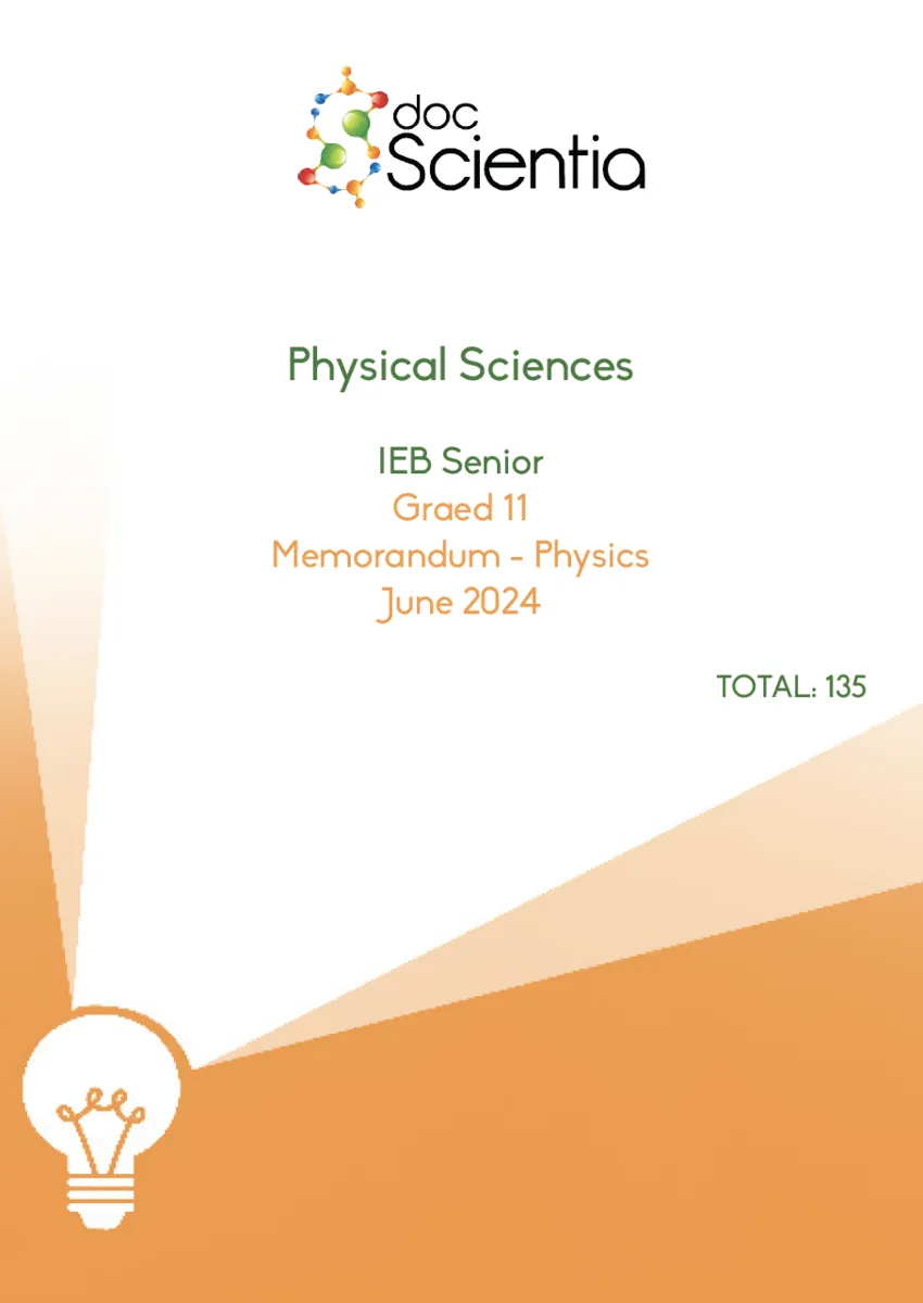 Gr. 11 IEB Physics June 2024 Memo