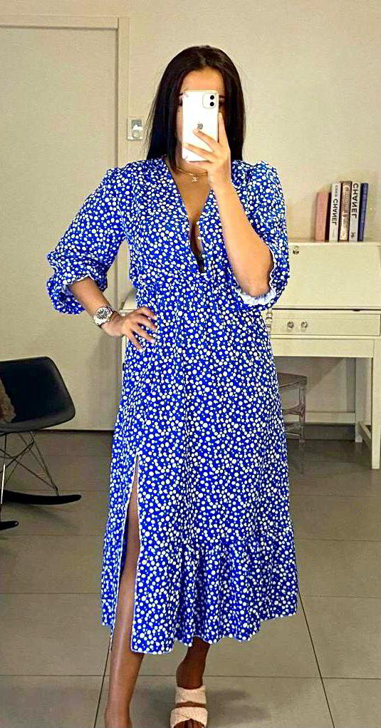 robe fleurie bleu