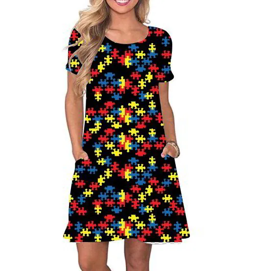 Autism Puzzle Piece Baby Doll Dress