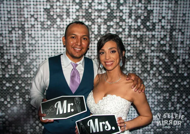 bride and groom wedding photo booth rental