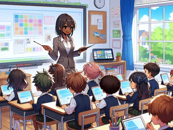 Bright Sparks Curriculum: Anime Style Teacher in a Primary Classroom