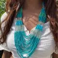 Long Multi Strand Bead Necklace 