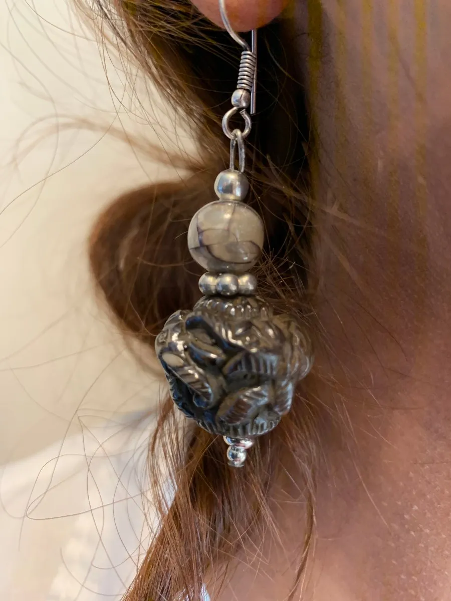 Elephant Carved Horn Earrings
