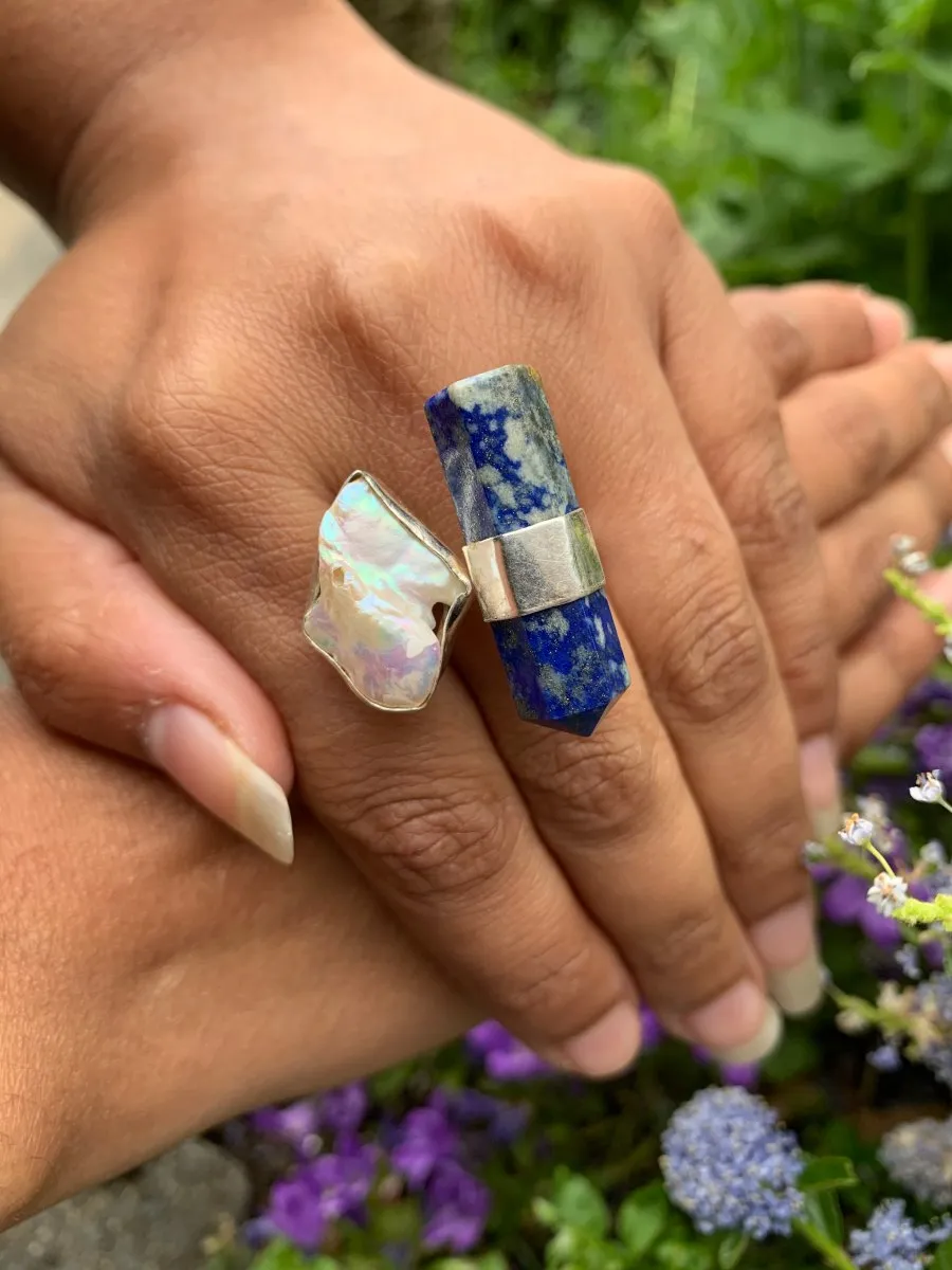 Blue Agate Statement Ring 