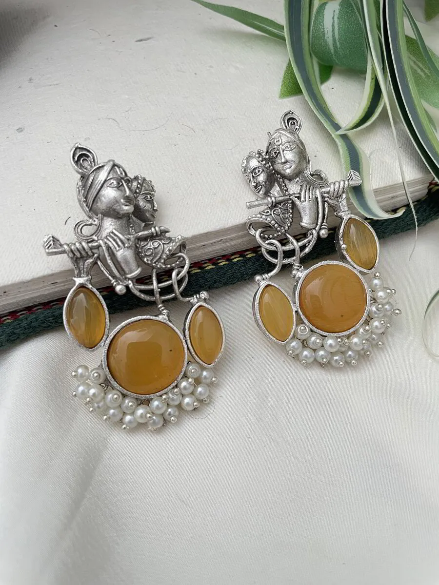 Radha Krishana Silver Earrings 