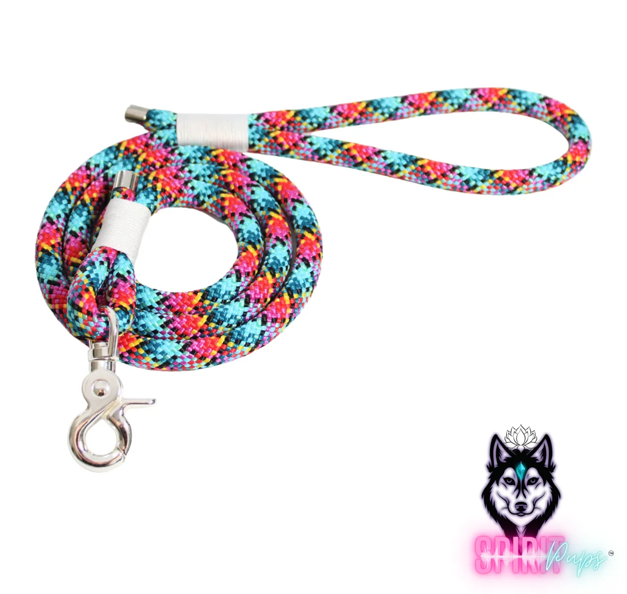 Dog Leash - Harlequin with White wrap