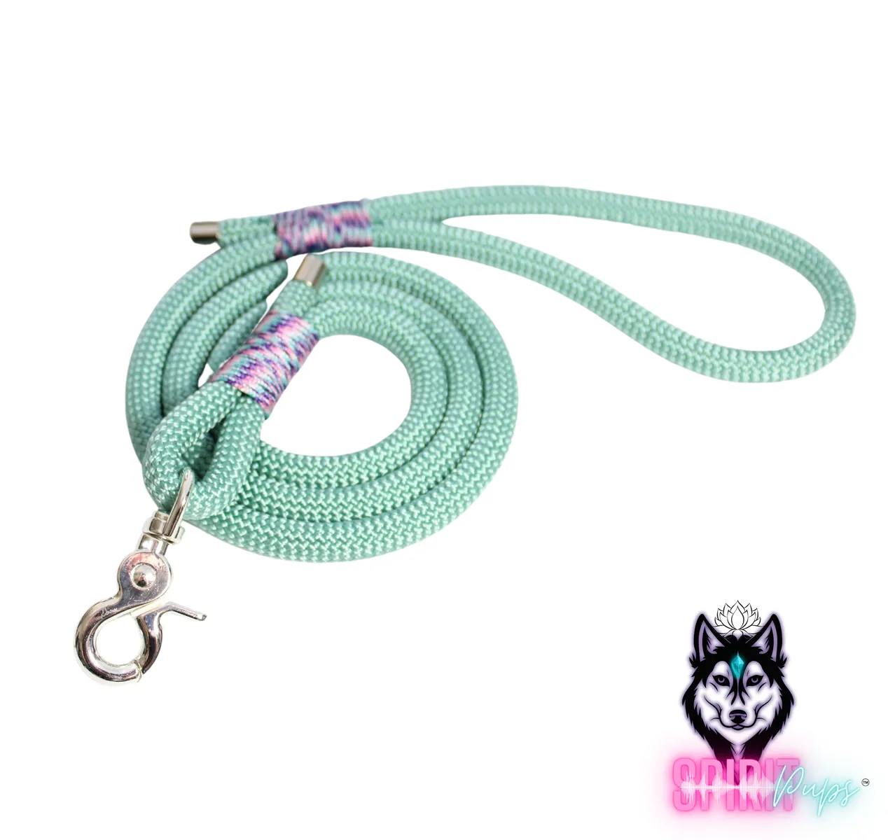 Dog Leash - Sea Green with Cotton Candy wrap