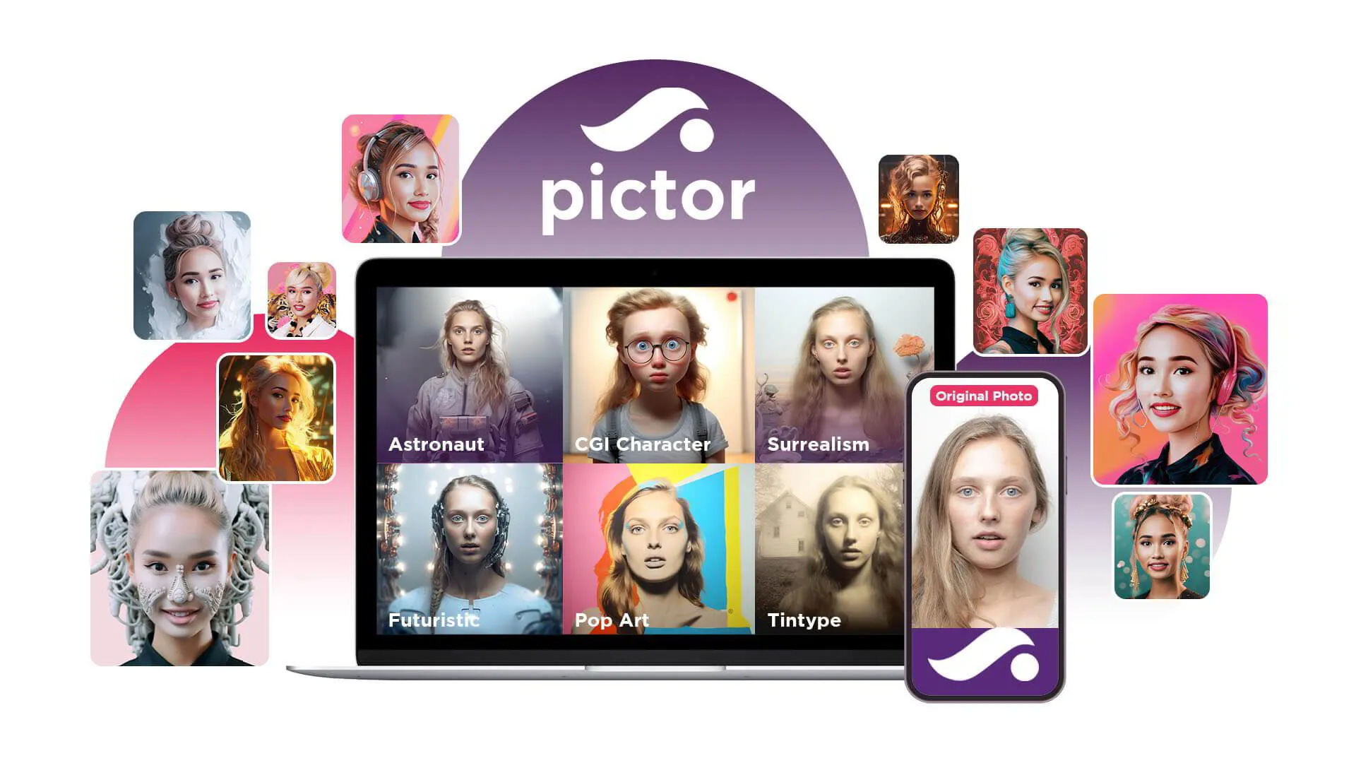 output image examples from Pictor's ai photo booth