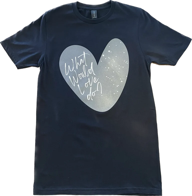 Black 'What Would Love Do?' T-Shirt / Grey Heart