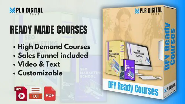 a mockup that shows courses bundle to resell with master resell rights by PLR Digital Club   