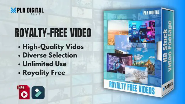 a mockup that shows Royalty free videos bundle to resell with master resell rights by PLR Digital Club   