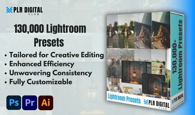 a mockup that shows Lightroom Presets bundle to resell with master resell rights by PLR Digital Club   