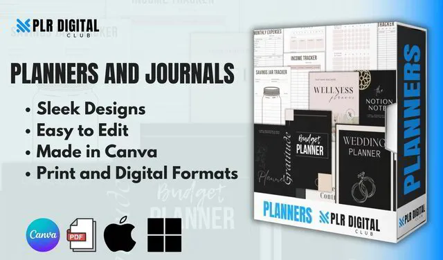 PLR Digital Club Planners and Journals mockup with master resell right - MRR