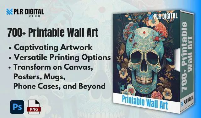 a mockup that shows a Printable Wall Art bundle to  resell with master resell rights  
