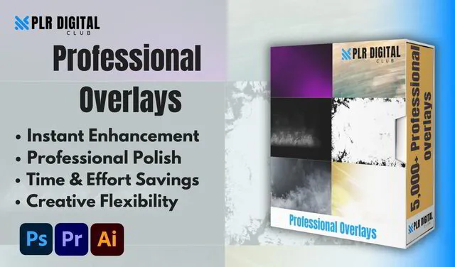 a mockup that shows professional overlays bundle to resell with master resell rights by PLR Digital Club   