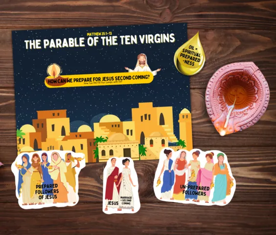 parable of the ten virgins bible lesson, activities and printables for kids
