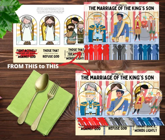 THE MARRIAGE OF THE KING'S SON / PARABLE OF THE WEDDING FEAST bible lesson and activities for kids