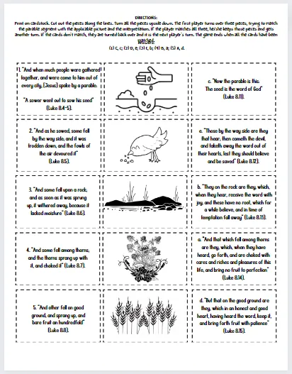 Parable of the Sower Matching Game