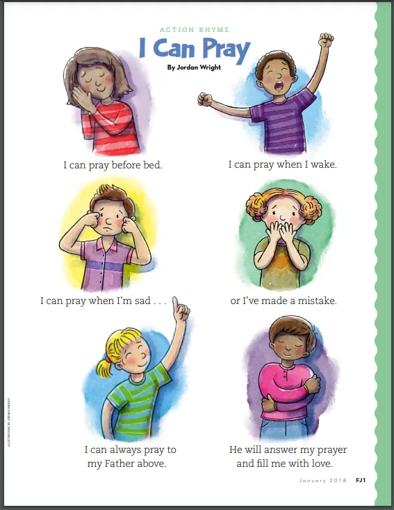 prayer action rhyme for kids