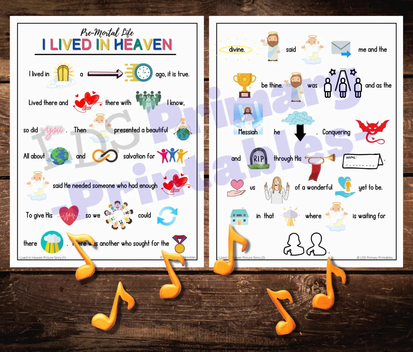 I lived in heaven LDS Primary song picture story song visuals printable