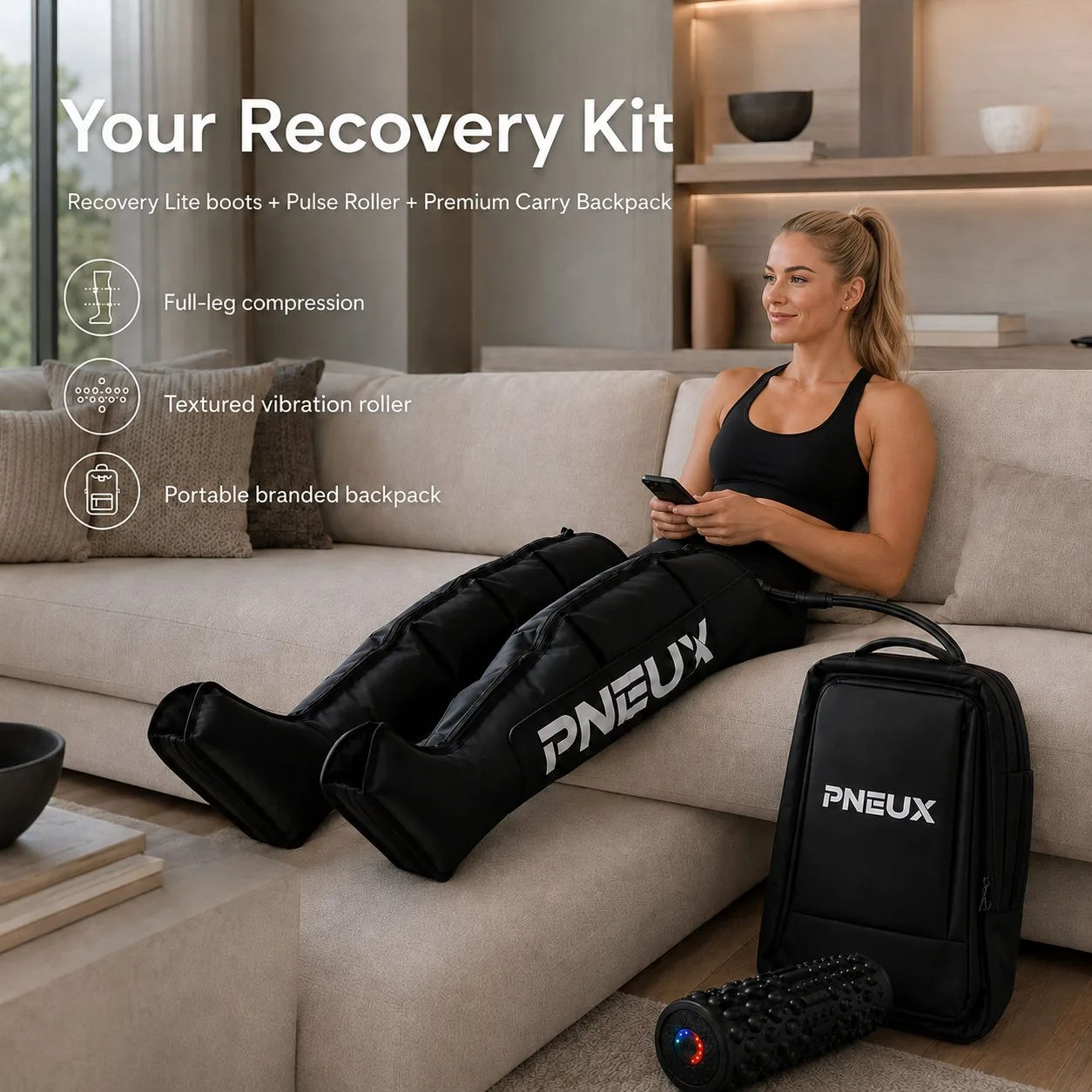 Recovery Lite 4-Chamber Boots | Fresh Legs in 30 Min | PNEUX