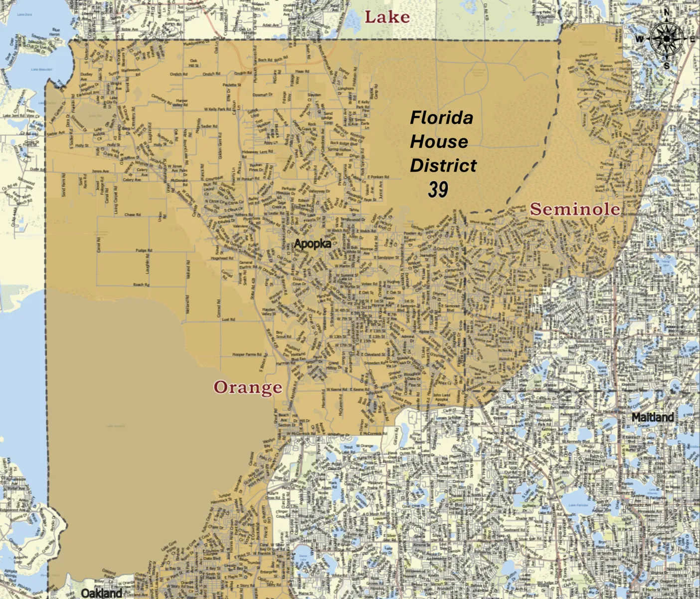 map of Florida House District 39 in Seminole County