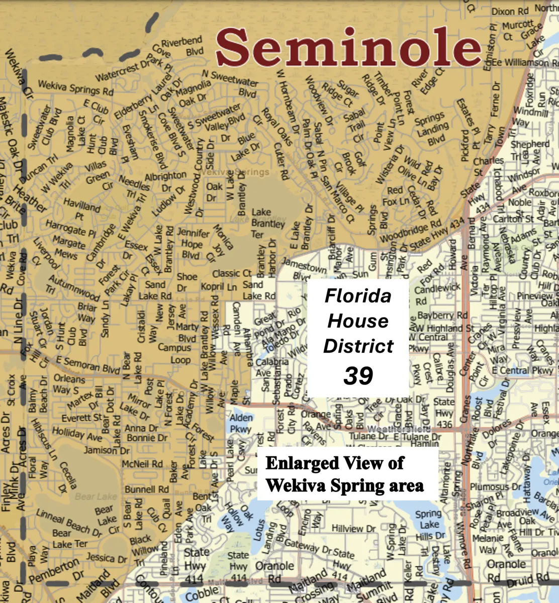 map of Florida House District 36 Wekiva Spring in Seminole County