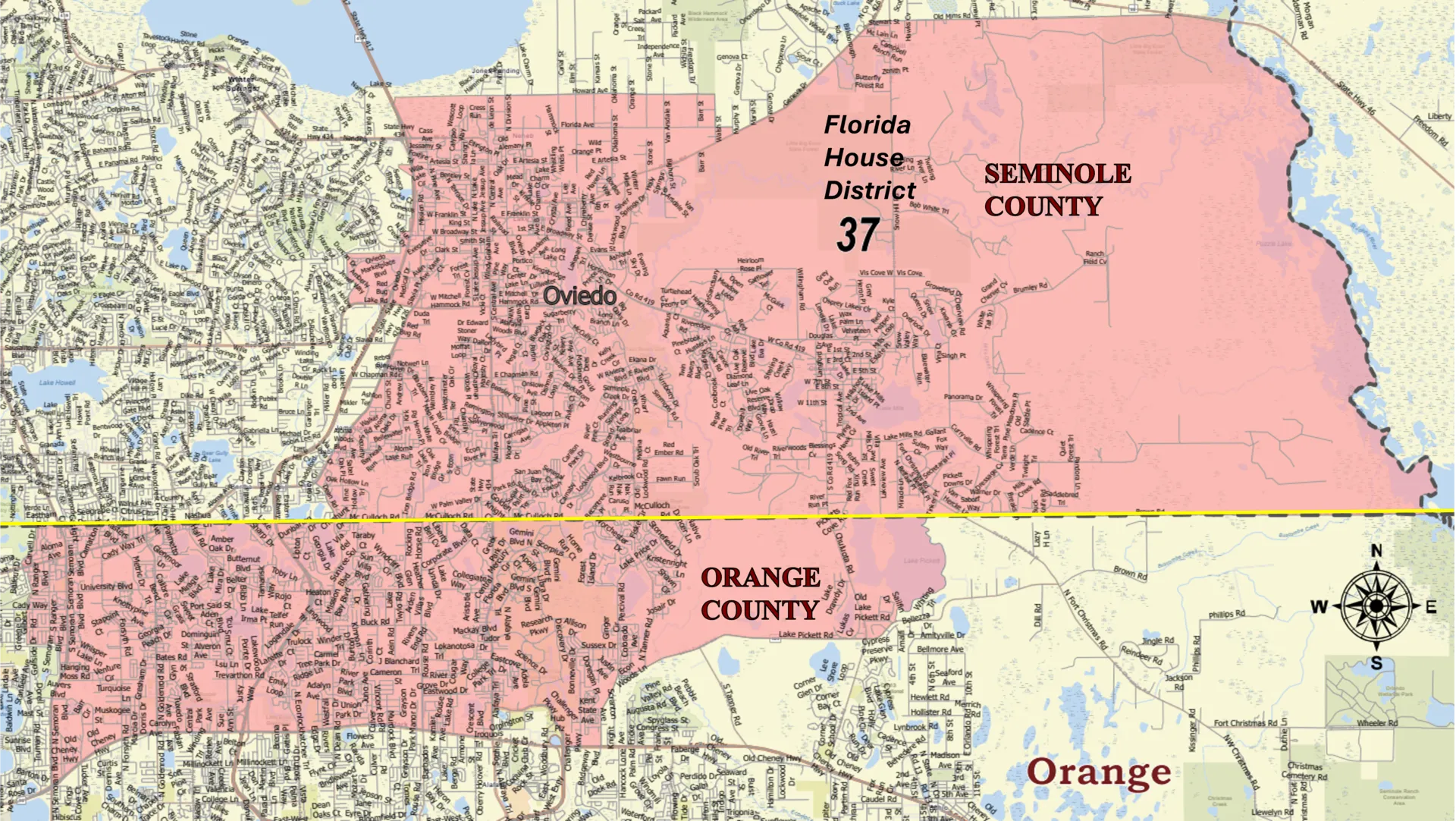 map of Florida House District 37 in Seminole County