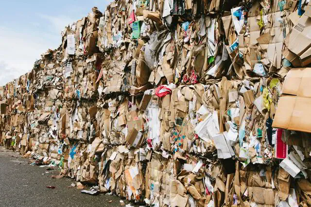 Wall of bundles of recycling