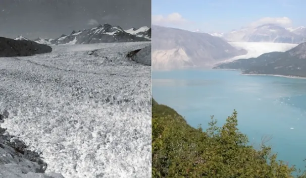 glacier before and after ice has melted