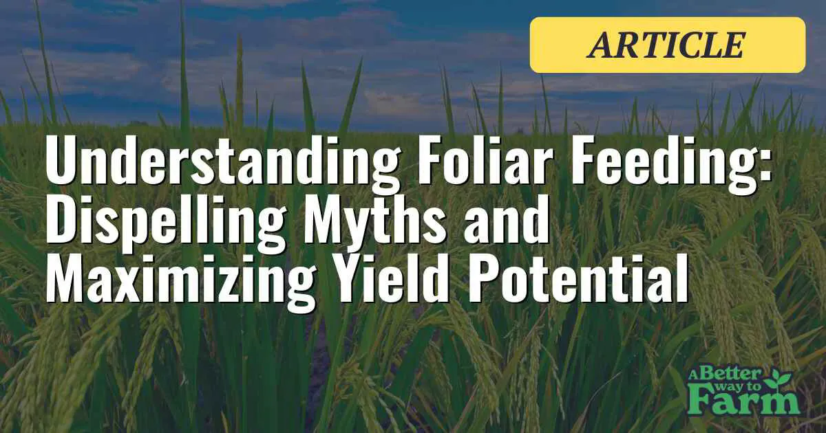 Understanding Foliar Feeding: Dispelling Myths and Maximizing Yield Potential
