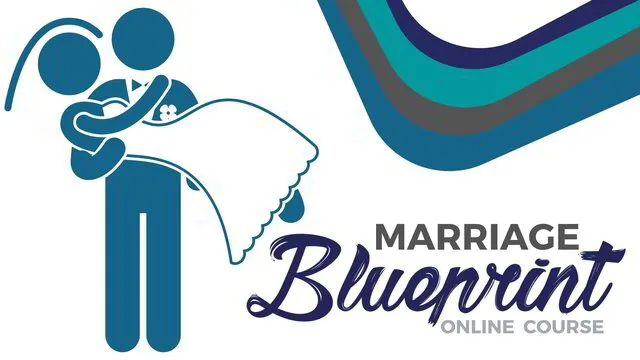 Marriage Blueprint logo with man holding woman in his arms