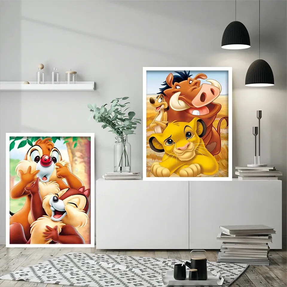 Disney The King Lion Cross Stitching Kits Simba Embroidery Tod Copper Cartoon Art Printed Canvas Needlework Chip Dale Child Gift