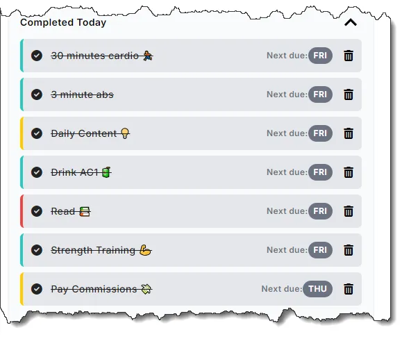 Let's Goal completed task list