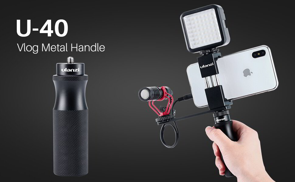 Ulanzi U-40 Handheld Grip Metal Handle Extension with 1/4'' Tripod Screw  for Phone Camera GoPro Insta360 DJI OSMO Action Vlogger Live